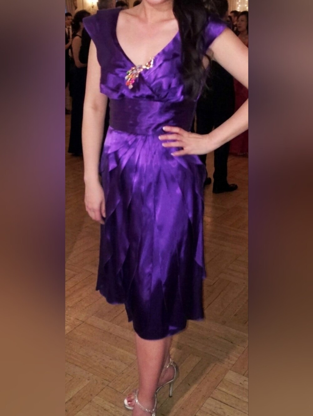 Adrianna Papell Vibrant Purple Satin Dress